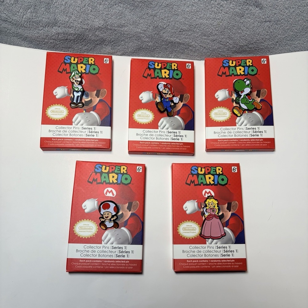 Brand New Set of  5 Nintendo Super Mario Series 1 2016 Power A Collector Pins